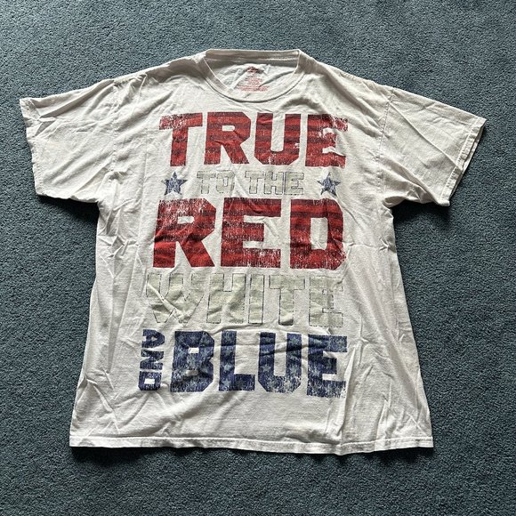 Let's Celebrate! Patriotic White "True To The Red White And Blue" T-Shirt XL - Picture 1 of 3